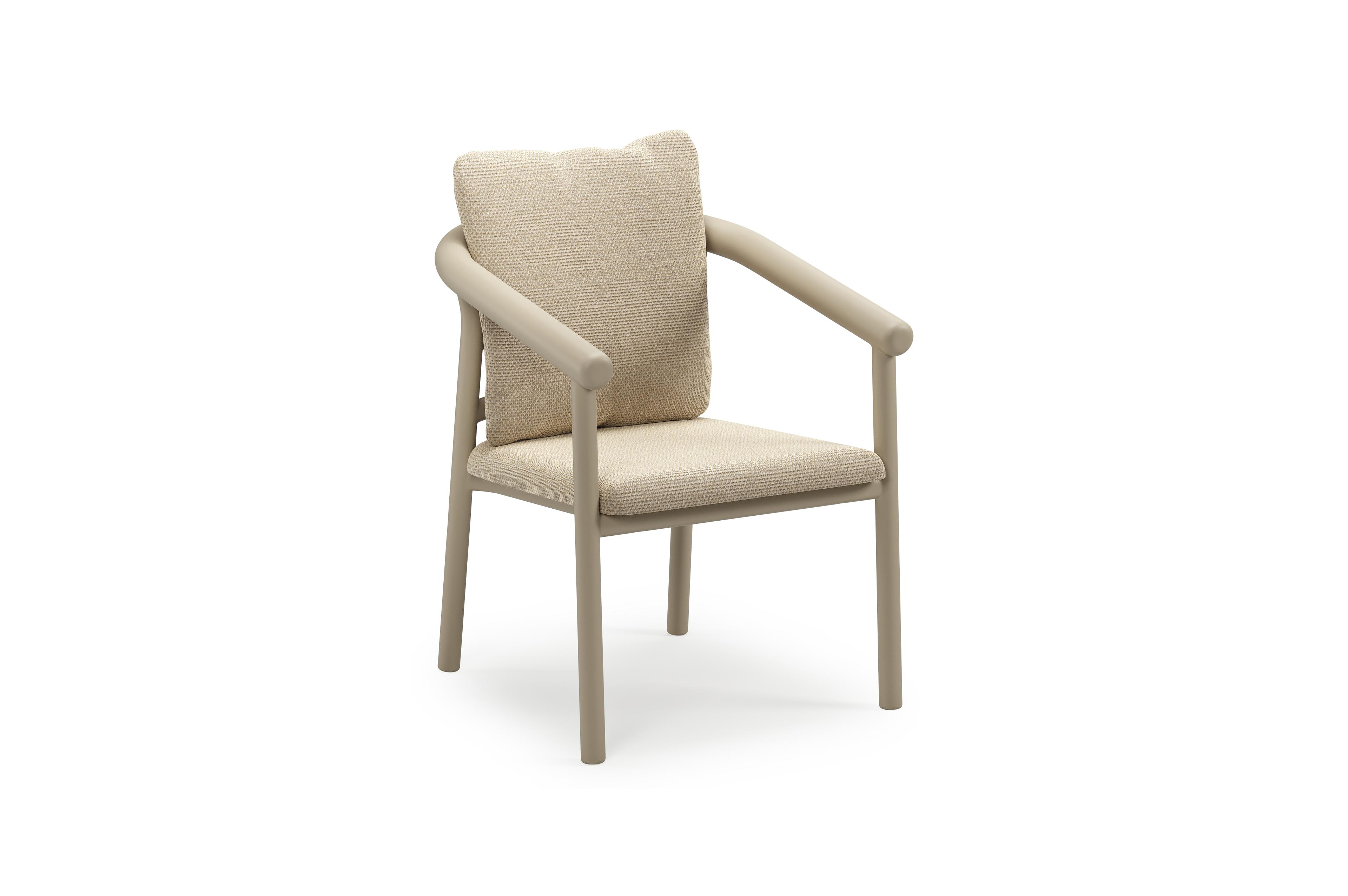 Amico stapelbare tuinstoel in beige aluminium met stoelkussen in All Weather Cosytica Althea Camel