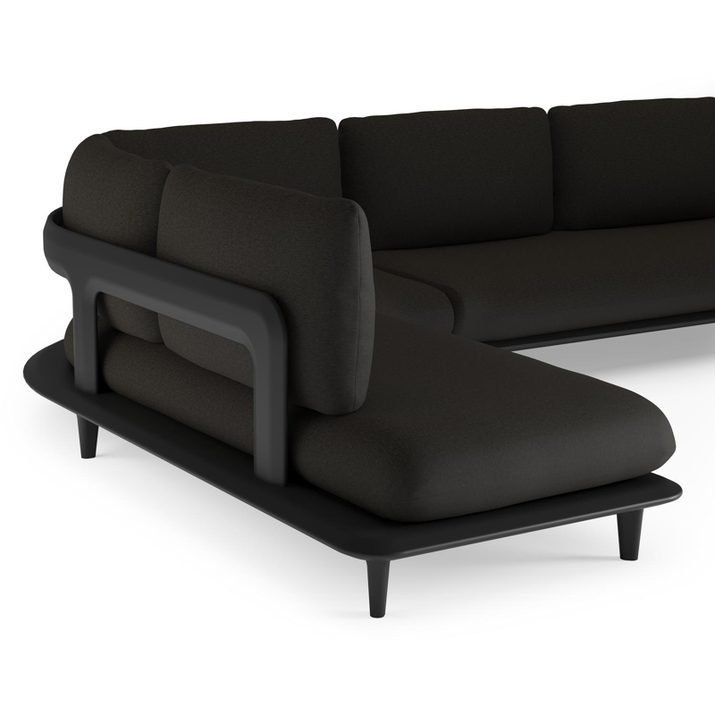 Bomero loungehoek in zwart aluminium met heritage char all weather sunbrella® luxe kussen