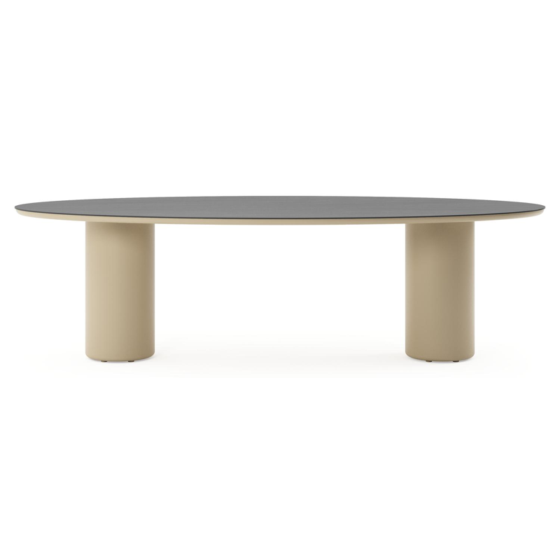 Amico tuintafel ovaal in beige aluminium en volkeramiek Basalt Black - L 260 x B 125 x H 73.5 cm
