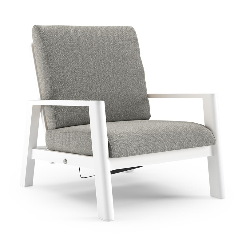 Cirello loungestoel in wit aluminium met savane tunder all weather sunbrella® luxe kussen