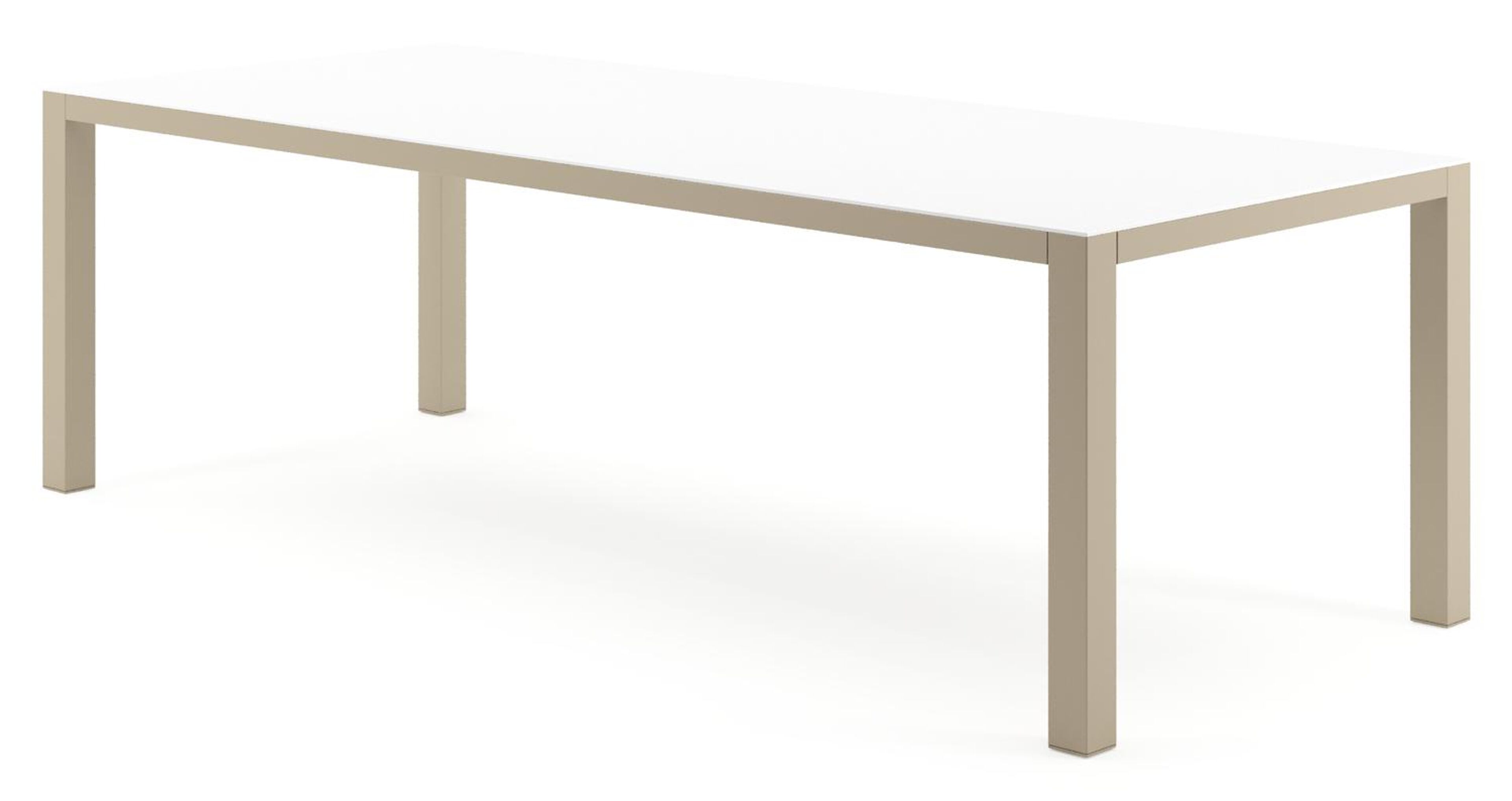 Como tuintafel rechthoekig in beige aluminium en volkeramiek Arctic White - L 240 x B 100 x H 75 cm