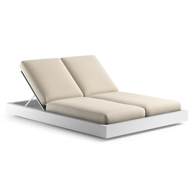Chaise longue double réglable Como en aluminium blanc et coussin en all weather Cosytica althea off white