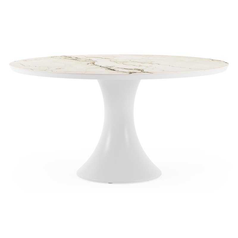 Fano tuintafel rond in wit aluminium en volkeramiek colorado dunes - Dia. 148 x H 75 cm