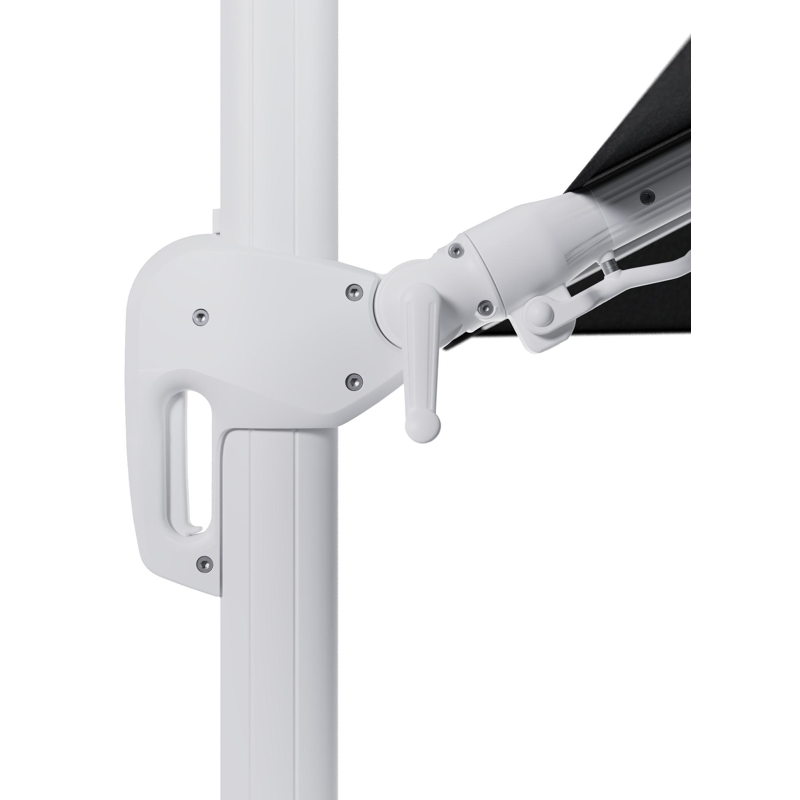 Parasol pendant Rufina avec fonction tilt en aluminium blanc et toile de parasol en All Weather Sunbrella® Luxe Chartres Sooty  - Lg.1 300 x Lg.2 300 cm (sans pied de parasol