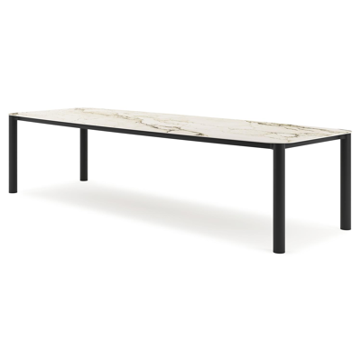 Orso tuintafel bootvorm in zwart aluminium en volkeramiek colorado dunes - L 315 x B 115 x H 75 cm