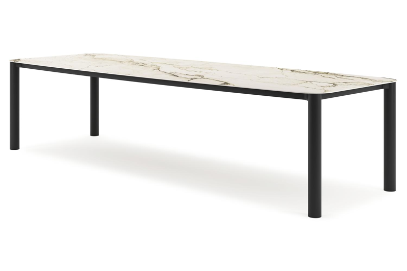 Orso tuintafel bootvorm in zwart aluminium en volkeramiek colorado dunes - L 315 x B 115 x H 75 cm