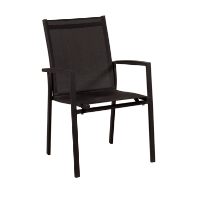 Ancona stapelbare tuinstoel zwart - aluminium en textilene