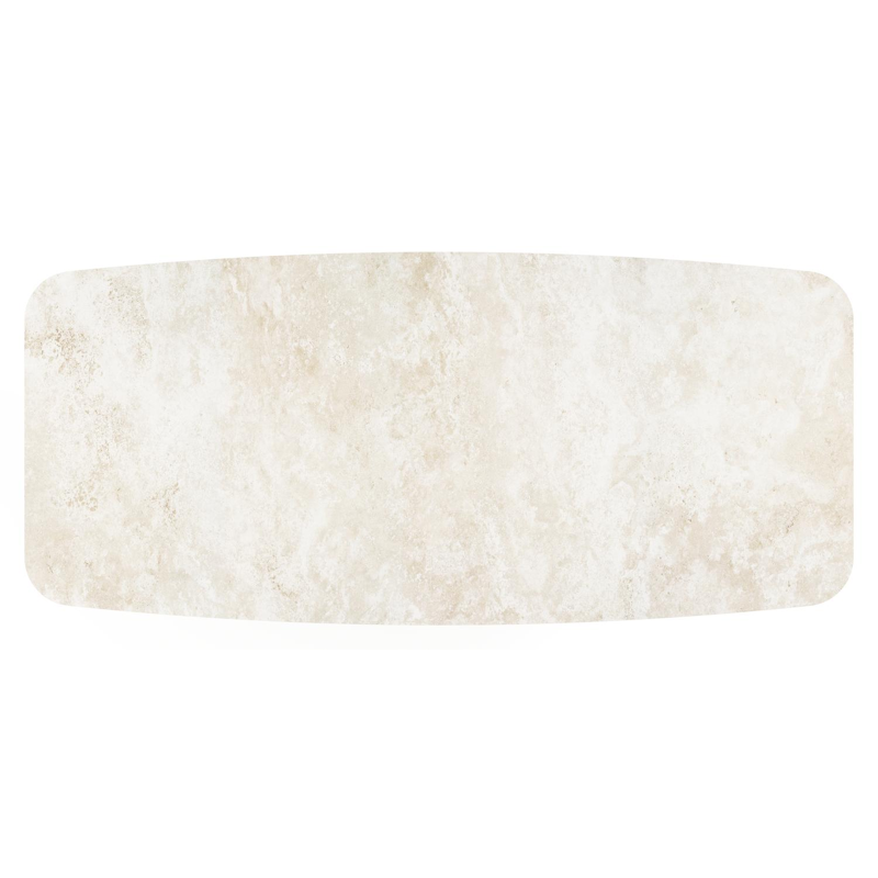 Lacirma tuintafel bootvorm in wit aluminium en volkeramiek Rapolano L 255 x B 115 cm