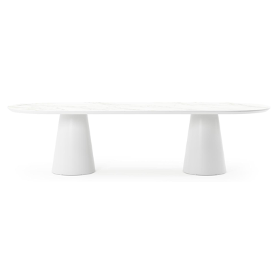 Donato tuintafel in wit aluminium en volkeramiek calacatta - L 300 x B 110 x H 74 cm