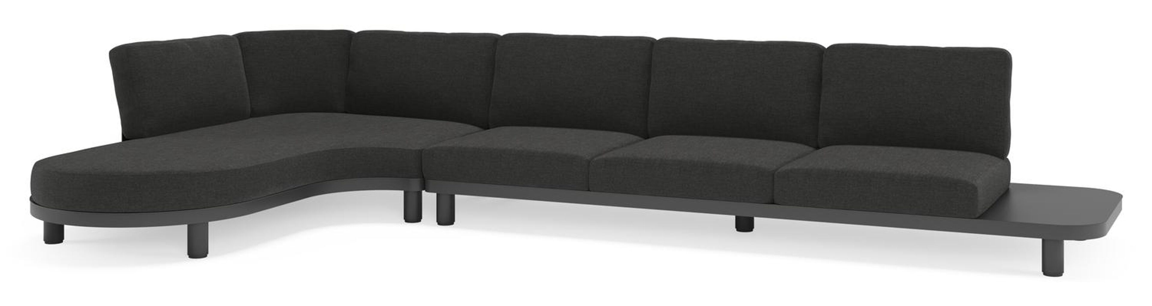 Donato loungehoek in zwart aluminium met All Weather Sunbrella® Luxe Chartres Sooty kussen