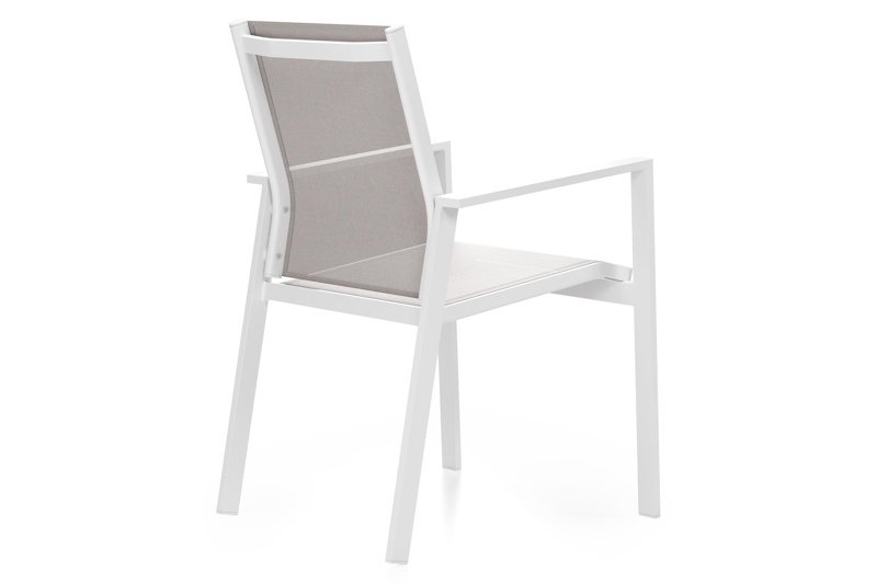 Bahia tuinstoel in wit aluminium en beige single textilene