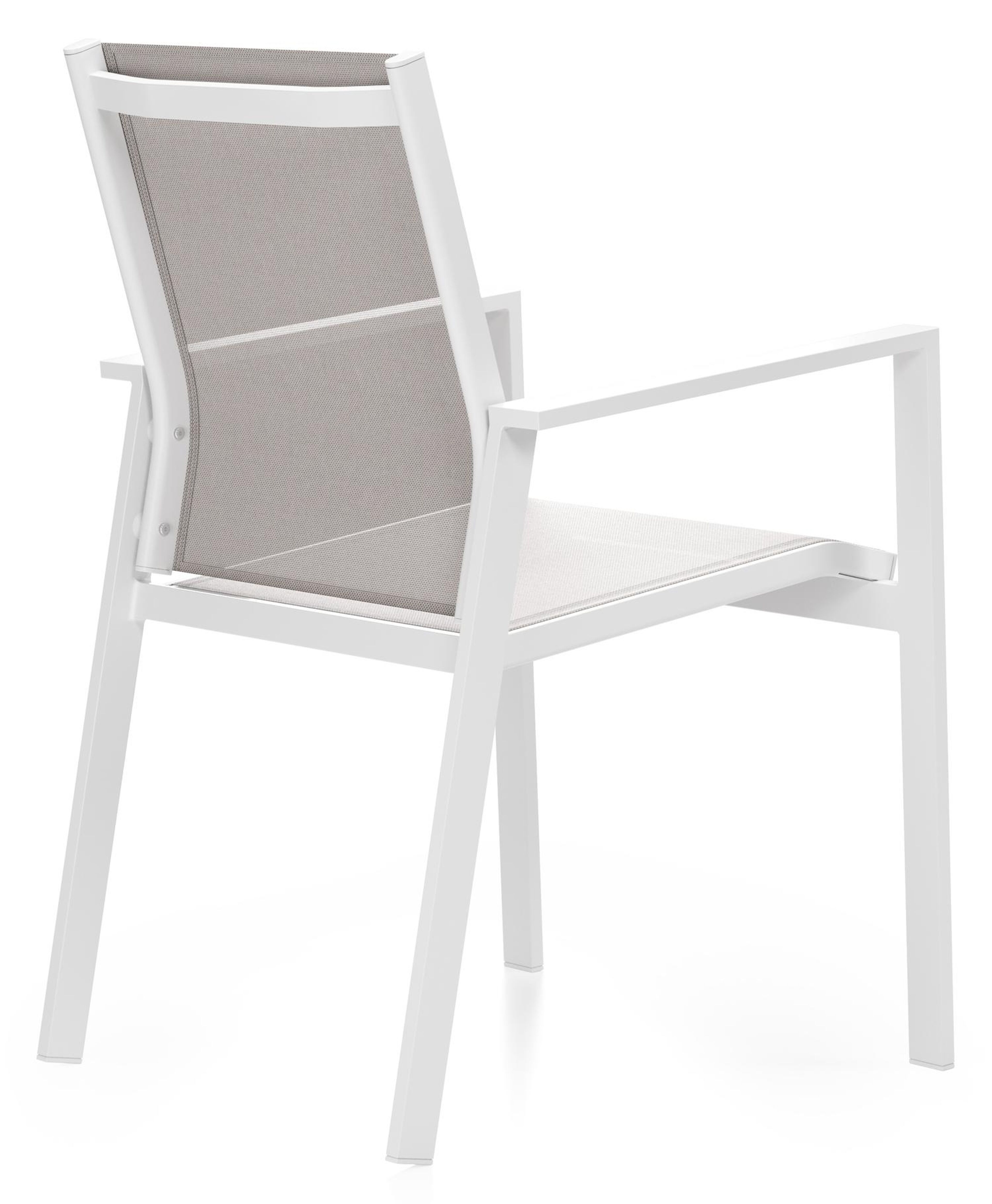 Ensemble de jardin Alora en aluminium blanc et sintered stone gris avec 8 chaises de jardin Bahia