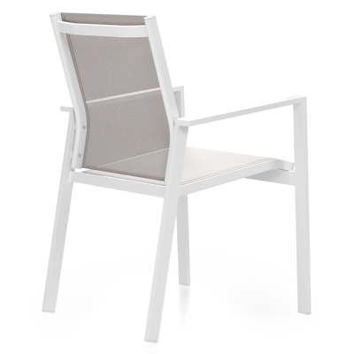 Bahia tuinstoel in wit aluminium en beige single textilene
