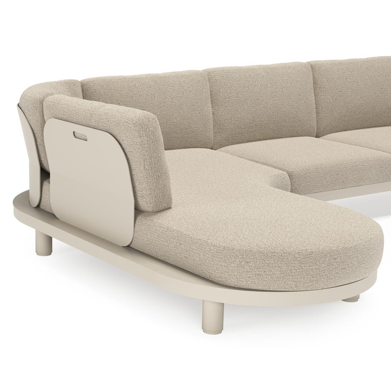 Salon de jardin d'angle Donato en aluminium beige et coussins en all weather cosytica catania beige