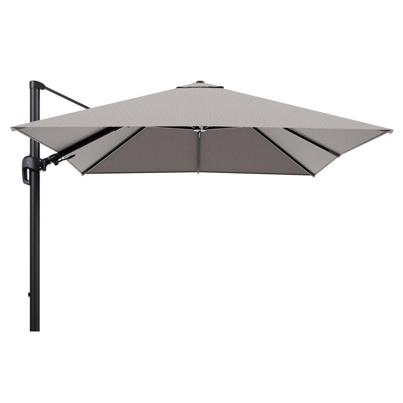 Rufina zweefparasol tiltfunctie in zwart aluminium en parasoldoek in All Weather Sunbrella® Luxe Wander Granite  - L1 300 x L2 300 cm (zonder voet) (zonder voet)
