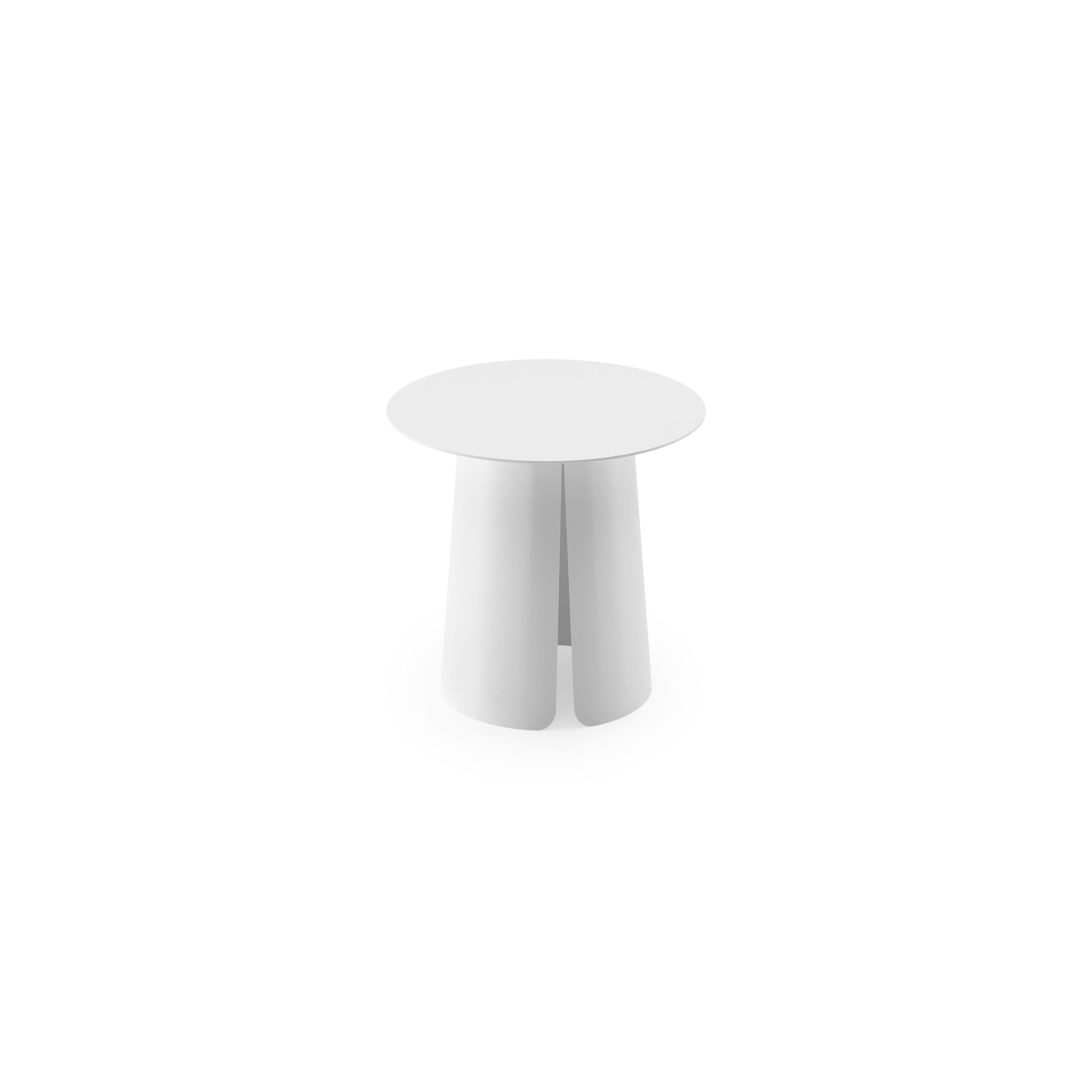 Table d'appoint Avila en aluminium blanc - Diam. 45 x Haut. 39 cm