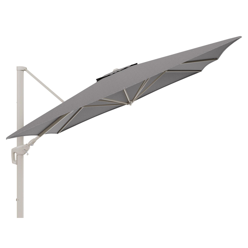 Minore zweefparasol met tiltfunctie in beige aluminium en Chartres Drizzle All Weather Sunbrella® Luxe parasoldoek - L1: 350 x L2: 350 cm (zonder voet)