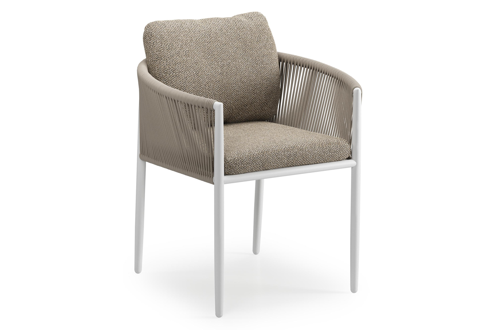 Chaise de jardin Organo en aluminium beige et corde ronde tissée verticalement beige avec coussin en All Weather Cosytica Madagascar Burch