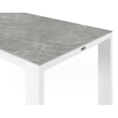 Verato tuintafel in wit aluminium en volkeramiek zaha stone - L 170 x B 70 x H 106 cm