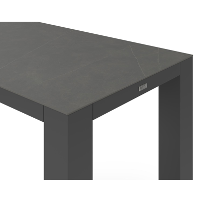 Nano tuintafel in zwart aluminium en volkeramiek calatorao - L 170 x B 70 x H 106 cm