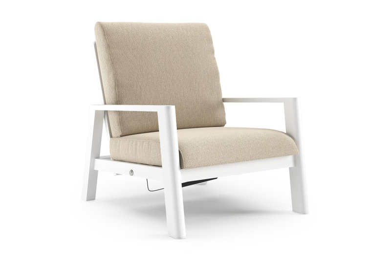Fauteuil de jardin Cirello en aluminium blanc et coussins en all weather cosytica althea chalk