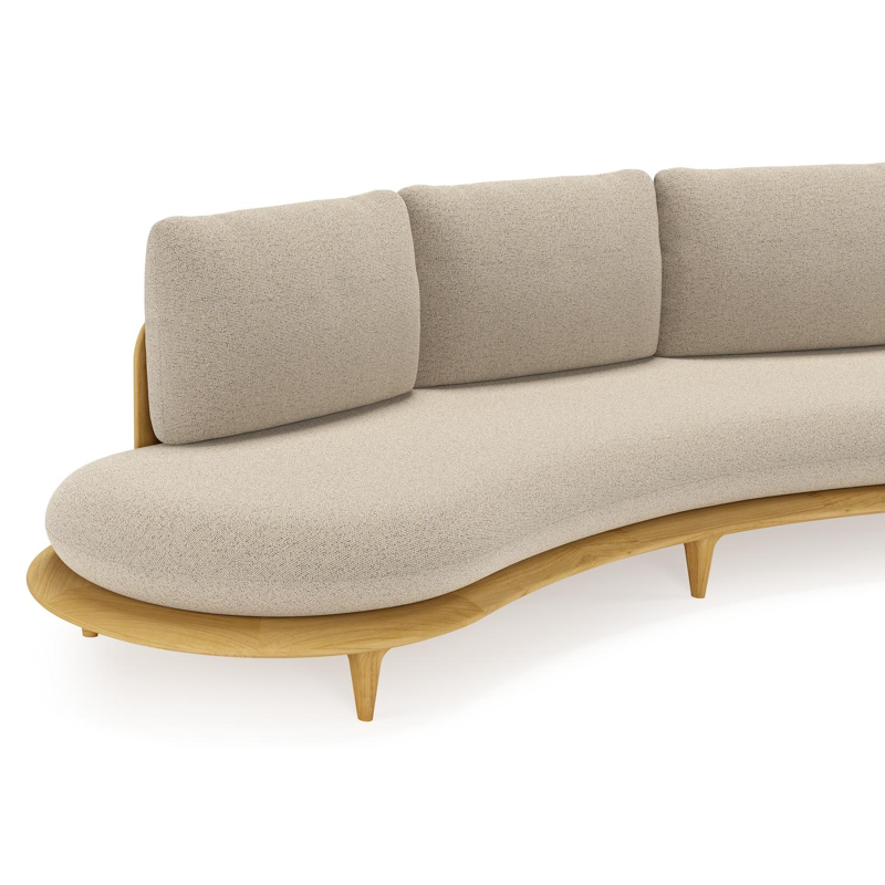 Bomero loungebank in teak met marbella beige all weather cosytica kussen