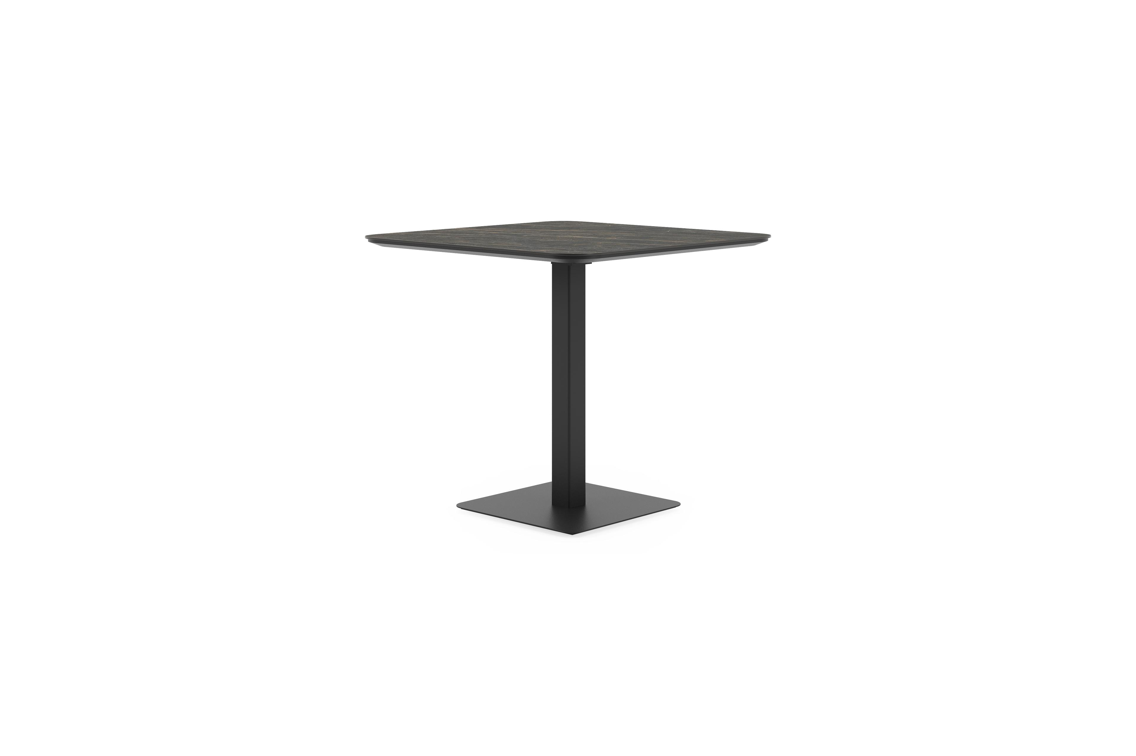 Fano kantelbare tuintafel vierkant afgerond in zwart aluminium en volkeramiek black obsession - L 80 x B 80 x H 72.5 cm
