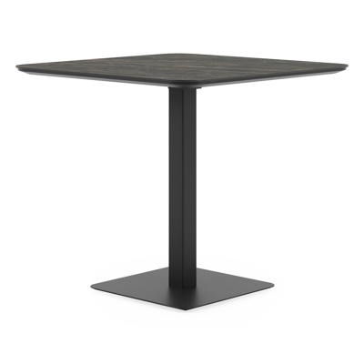 Fano kantelbare tuintafel vierkant afgerond in zwart aluminium en volkeramiek black obsession - L 80 x B 80 x H 72.5 cm