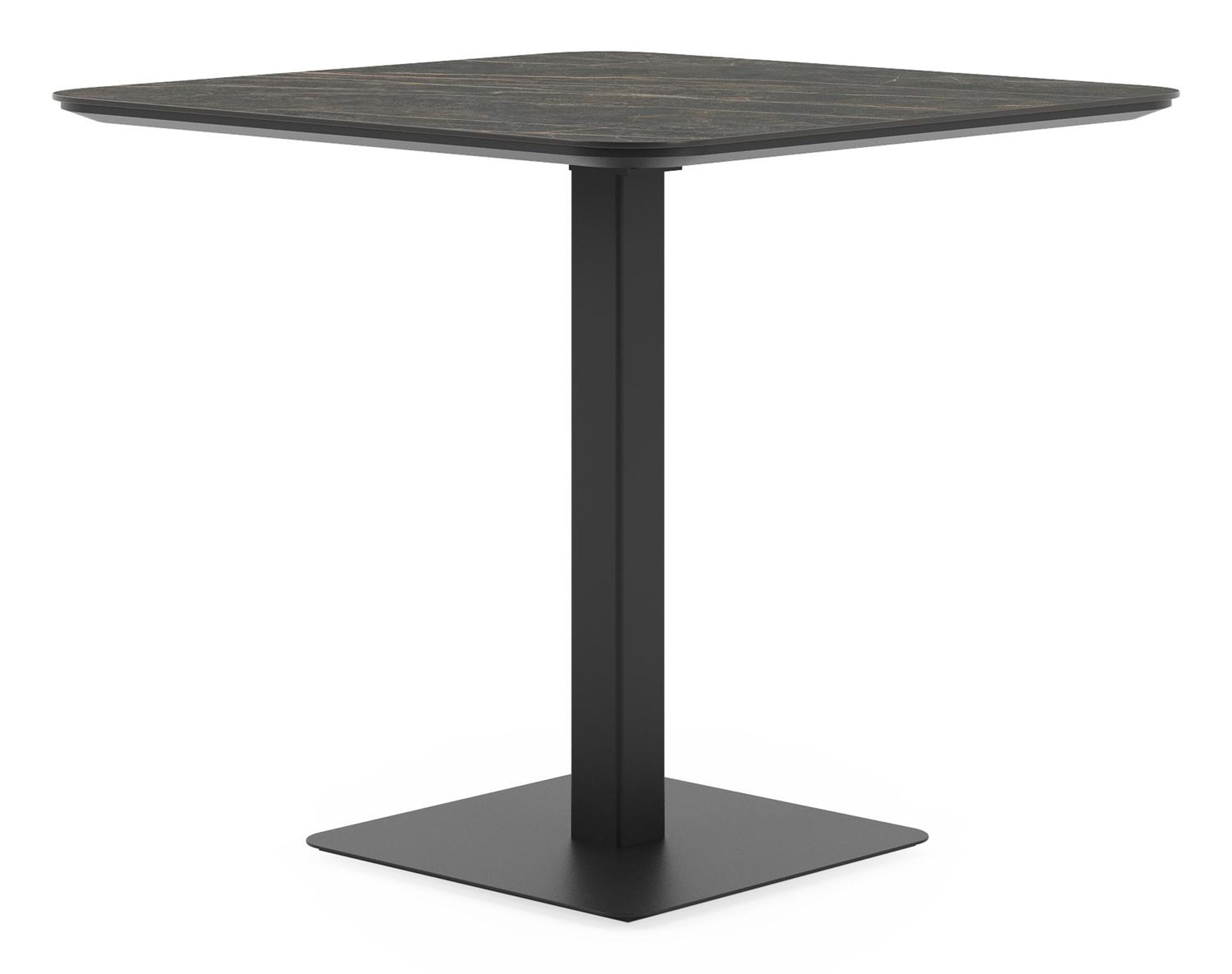 Fano kantelbare tuintafel vierkant afgerond in zwart aluminium en volkeramiek black obsession - L 80 x B 80 x H 73 cm