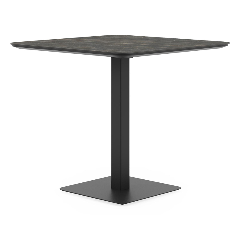 Fano kantelbare tuintafel vierkant afgerond in zwart aluminium en volkeramiek black obsession - L 80 x B 80 x H 72.5 cm