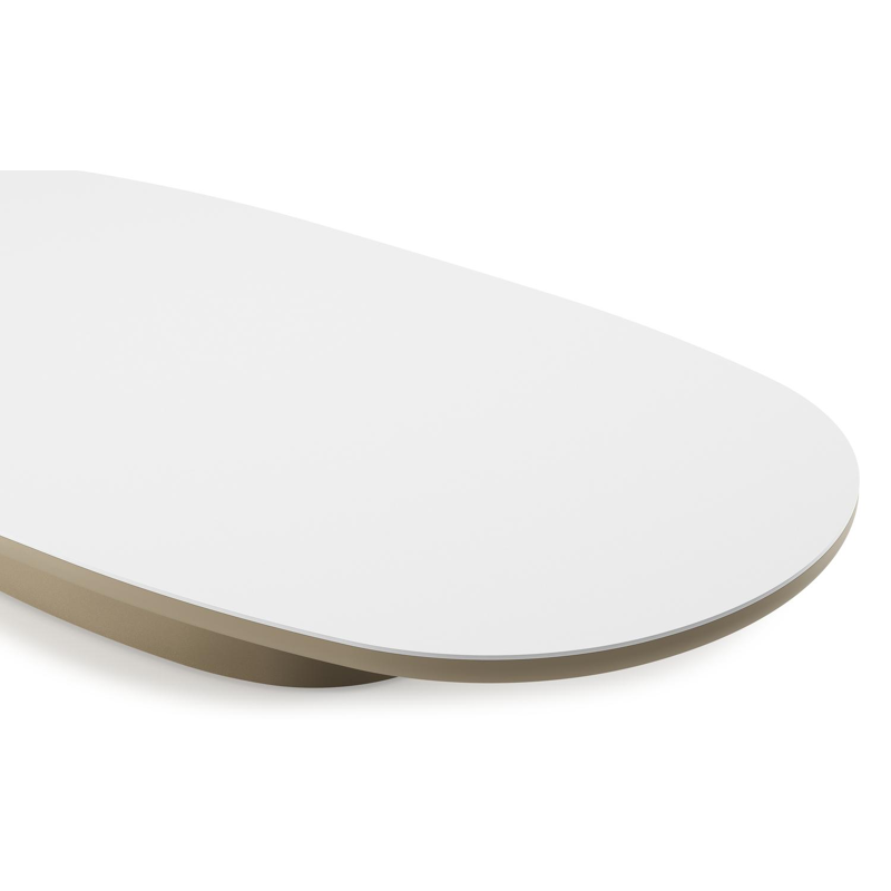 Amico loungetafel bombo in beige aluminium en volkeramiek Arctic White - L 171 x B 89 x H 24 cm