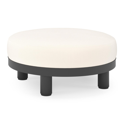 Donato lounge poef in zwart aluminium met All Weather Sunbrella® Luxe Lopi Snow kussen