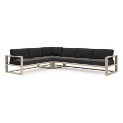 Verato loungehoek in beige aluminium met natte sooty all weather sunbrella® luxe kussen