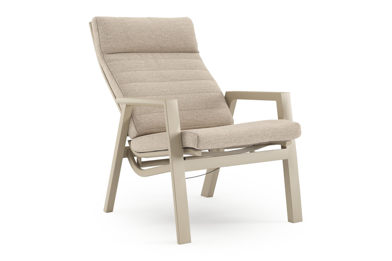 Prato loungestoel in beige aluminium met rustic weather+ softtouch kussen