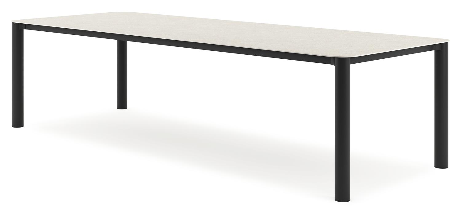Orso tuintafel rechthoekig afgerond in zwart aluminium en volkeramiek shilin - L 290 x B 110 x H 74.5 cm