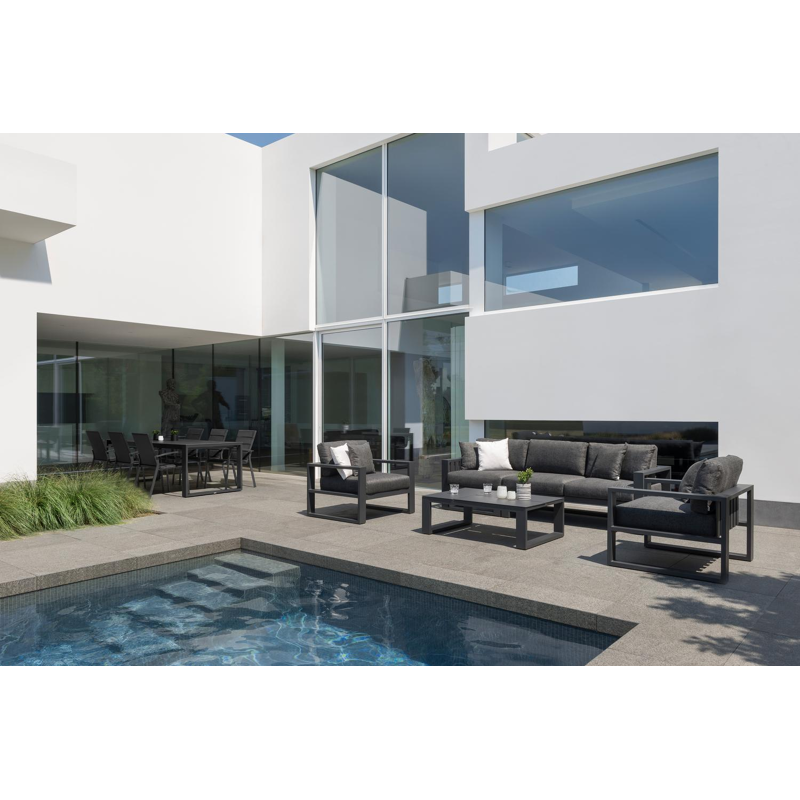 Verato loungetafel in zwart aluminium - L 120 x B 80 x H 39,5 cm