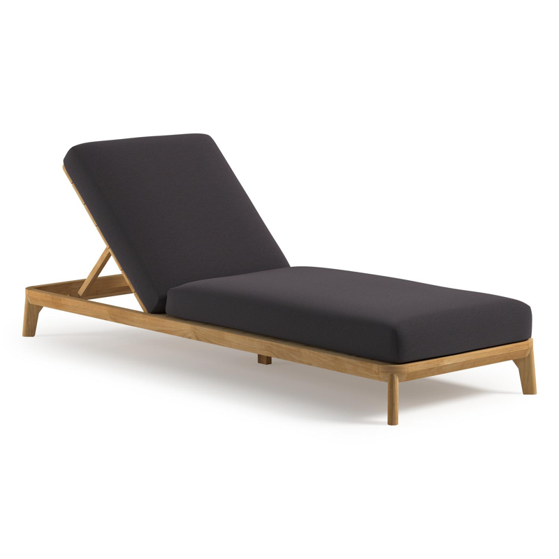 Orso verstelbaar ligbed in teak met tundra red all weather Sunbrella® luxe kussen