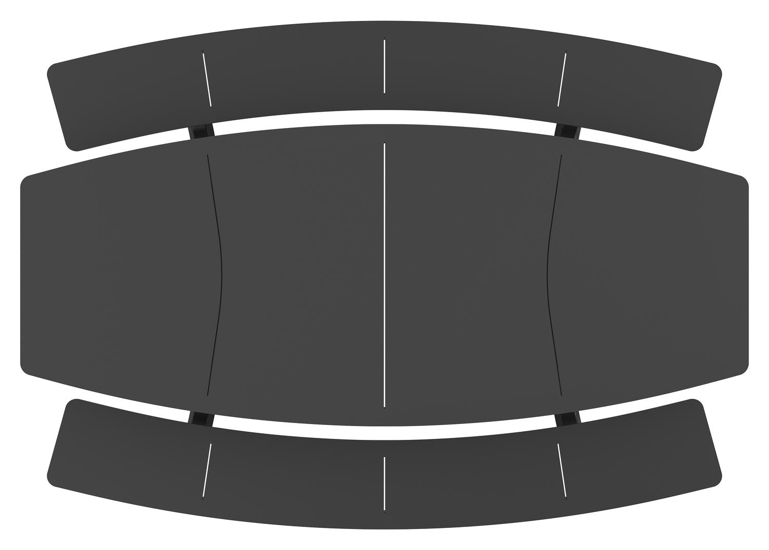 Forno picknicktafel bootvorm in zwart aluminium - L 240 x B 181 x H 72 cm
