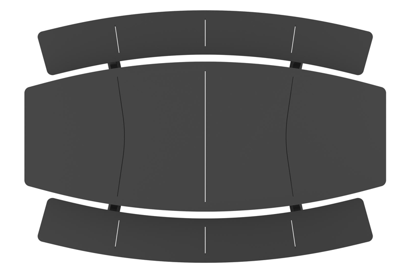 Forno picknicktafel bootvorm in zwart aluminium - L 240 x B 181 x H 72 cm