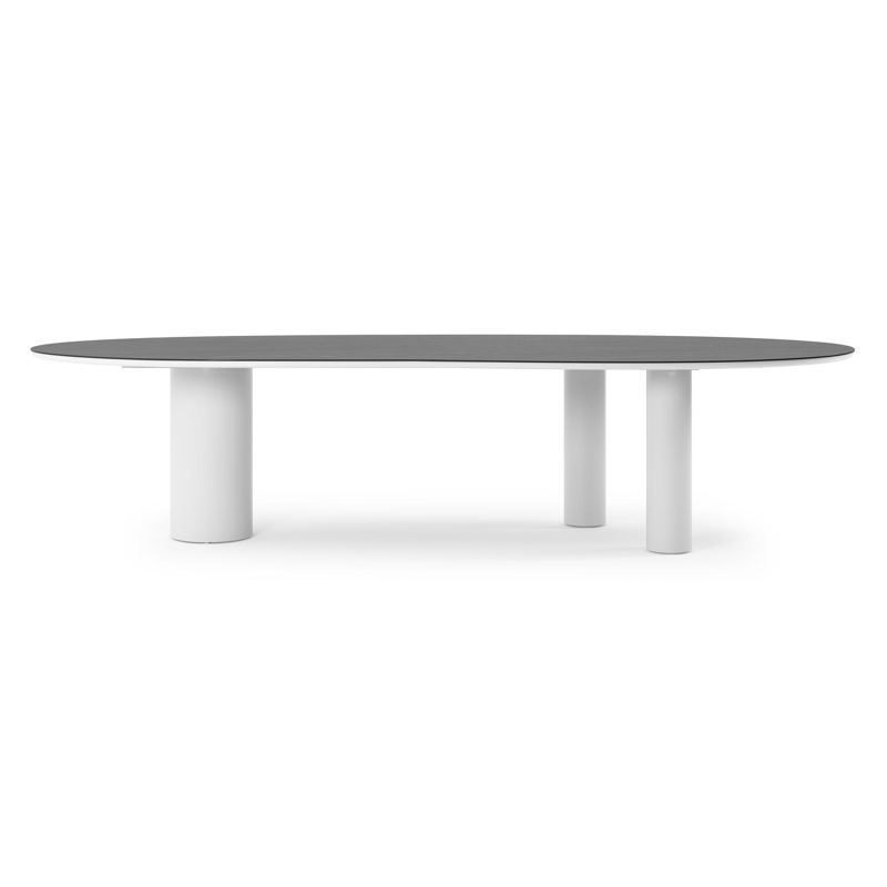 Organo tuintafel organisch in wit aluminium en volkeramiek Basalt Black - L 320 x B 120 x H 74 cm