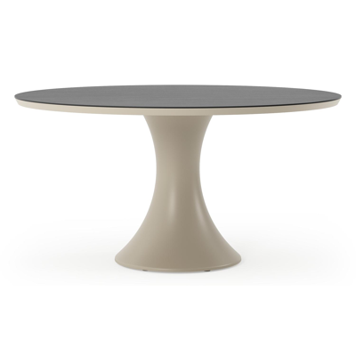Fano tuintafel rond in beige aluminium en volkeramiek Basalt Black - Dia. 148 x H 75 cm