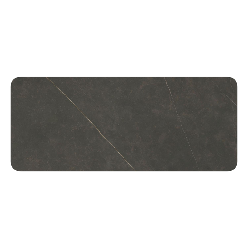 Table de jardin Orso rectangulaire arrondi en aluminium blanc et céramique pleine Calatorao - Lg. 240 x Lrg. 100 x Haut. 73.5 cm