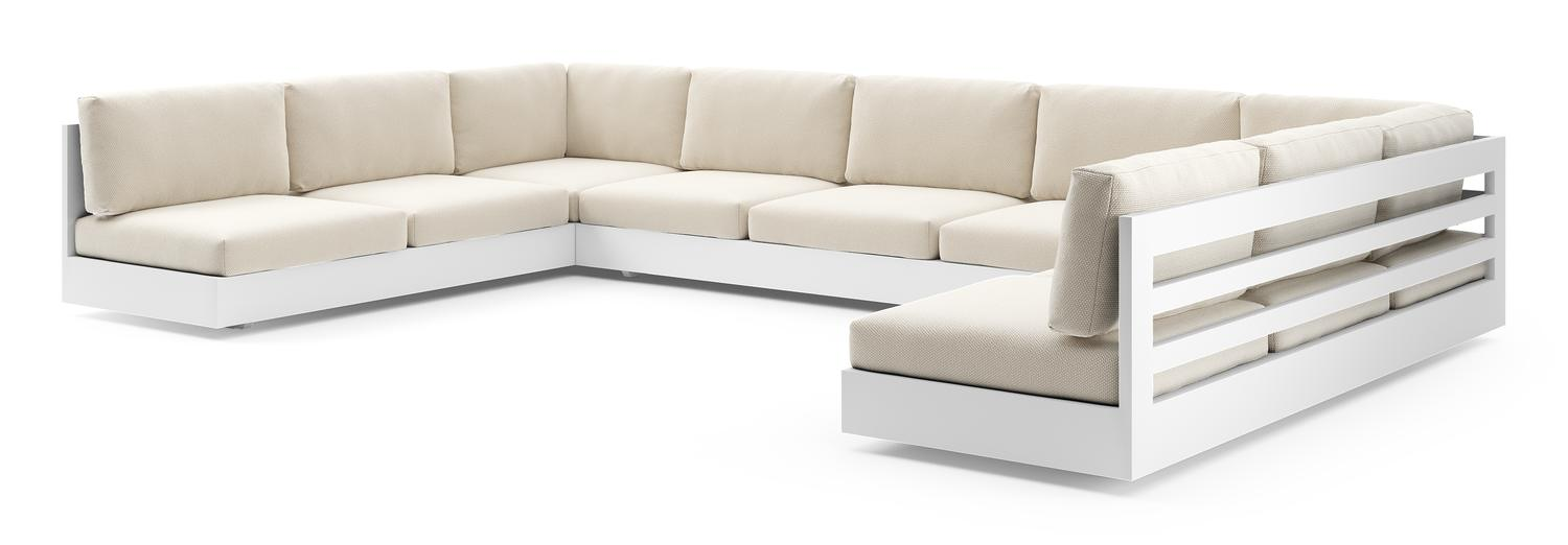 Como loungebank in wit aluminium met althea off white all weather cosytica kussen