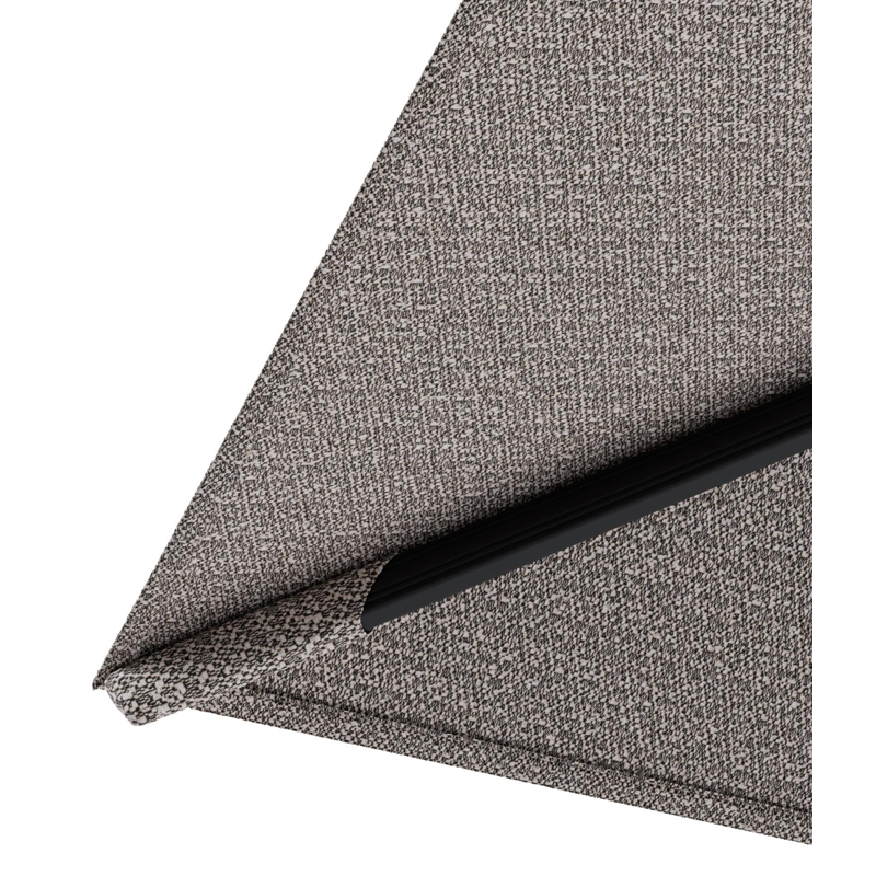 Parasol pendant Rufina avec fonction tilt en aluminium noir et toile de parasol All Weather Sunbrella® Luxe Wander Granite - Lg.1 400 x Lg.2 300 cm avec pied de parasol Minore 150 kg avec roulettes