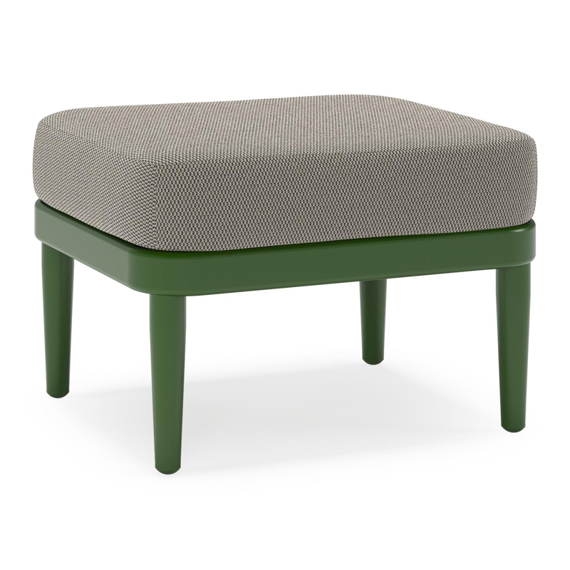 Orso poef in groen aluminium met Lopi Charcoal all weather sunbrella® luxe kussen