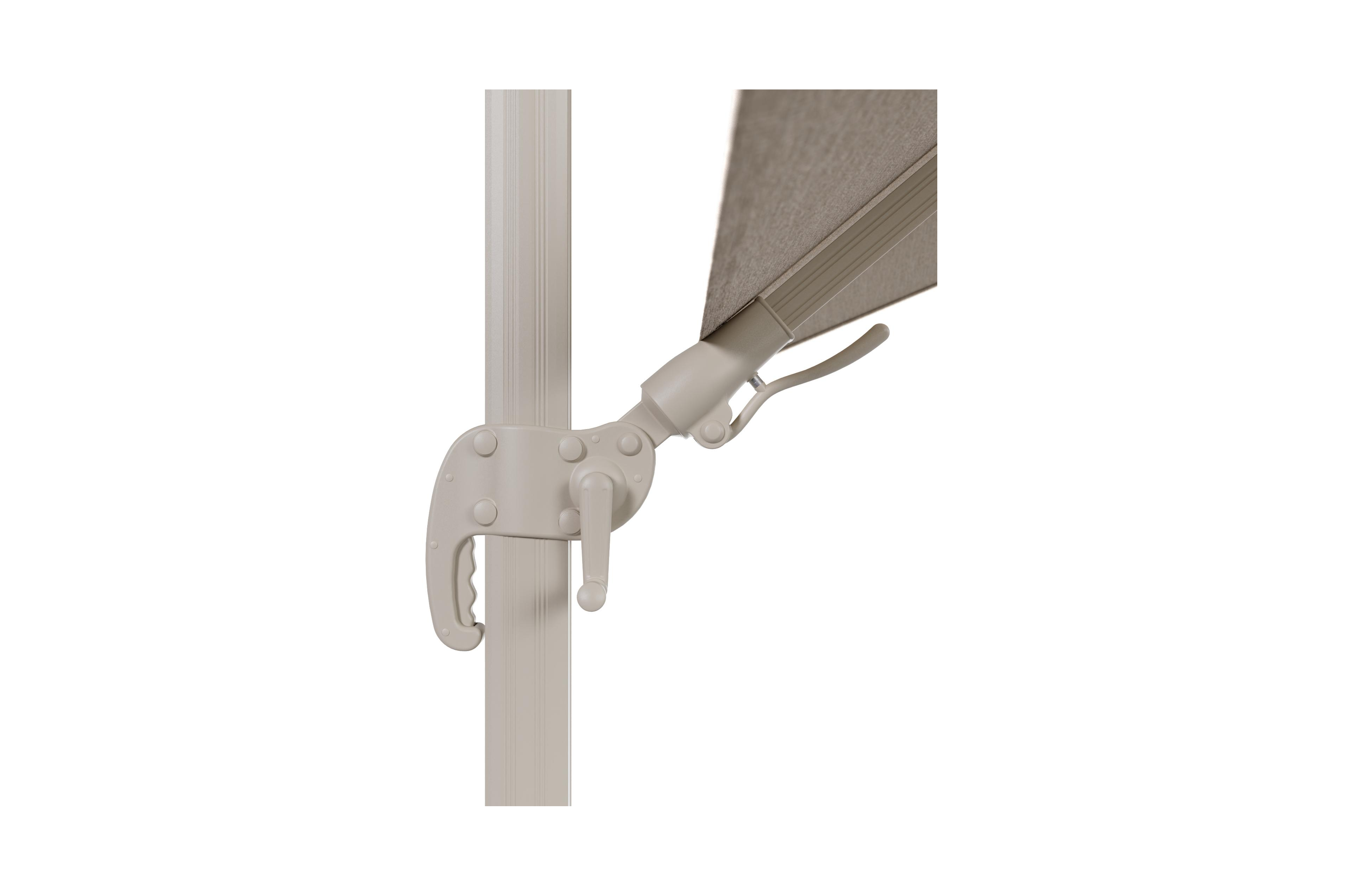 Avola zweefparasol met tiltfunctie in beige aluminium met rustic weather+ softtouch parasoldoek - L1 300 x L2 300 cm (zonder voet)