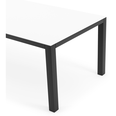 Como tuintafel in zwart aluminium en volkeramiek Arctic White - L 240 x B 100 x H 75 cm