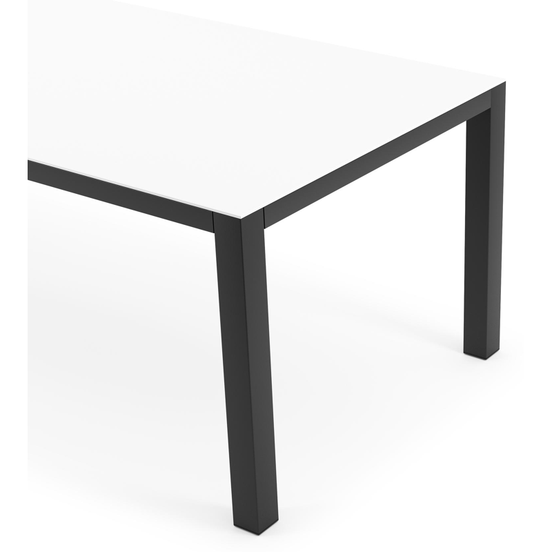 Como tuintafel in zwart aluminium en volkeramiek Arctic White - L 240 x B 100 x H 75 cm