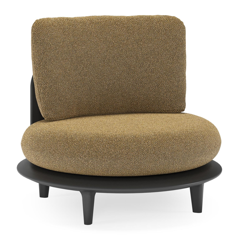 Bomero loungestoel in zwart aluminium met madagascar walnut all weather cosytica kussen