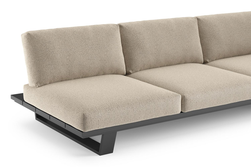 Pagino loungebank in zwart aluminium met marbella beige all weather cosytica kussen